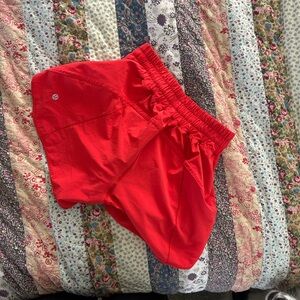 Lululemon Red Hotty Hot High-Rise Lined Short 4"